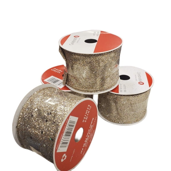 Gold Glitter Wired Ribbon 2.5" x 20ft - Celebrate It