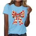 thumbnail image 2 of ClodeEU Women Cute Tops Bow Graphic Tees,Printed Crewneck Short Sleeve T Shirts Light Blue,Womens Plus XXXL, 2 of 4