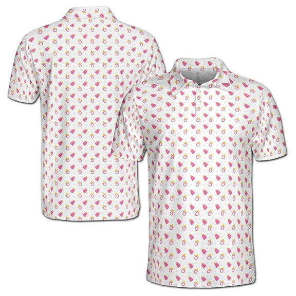 Funny Pink Baby Pacifiers and Bottles Baby Reveal Golf Men's Polo Shirt S-5XL