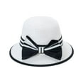 thumbnail image 2 of harmtty Women Sun Hat Contrast Color Breathable All Match Bow Decor Sunscreen Fisherman Hat Hearwear,White, 2 of 8