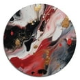 thumbnail image 2 of Designart "Marble Whispers Red and Black III" Abstract Marble Round Metal Art, 2 of 5