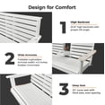 thumbnail image 3 of Innovaze Premium 5 ft Poly Lumber Porch Swing for 3 Person, High Back & Deep Seat Comfort, Foldable Cup Holders, Stainless Steel Hardware, White, 3 of 11