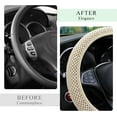 thumbnail image 2 of Elastic Steering Wheel Cover, 15"×15" Comfy Breathable Stretch Steering Wheel Protector, Ice-Silk Cloth Polyester Steering Wheel Cover for Men Women, Car Accessories, Beige, 2 of 6