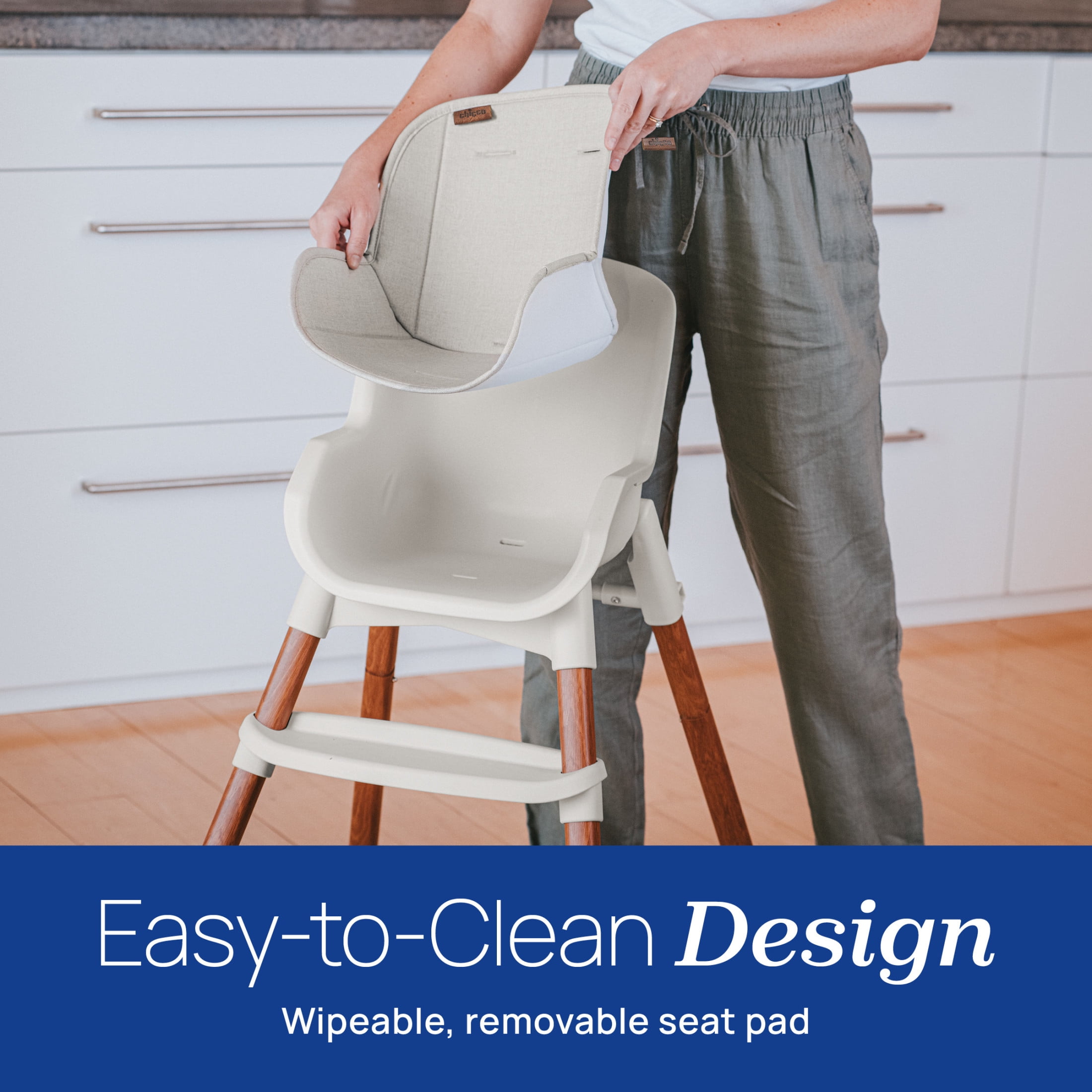 Chicco Zest™ LE 4-in-1 High Chair with Seat Pad, Feeding and Toddler Chair, Youth Stool, 5-Point Harness, Footrest, BPA-Free Tray - Crema (White), New