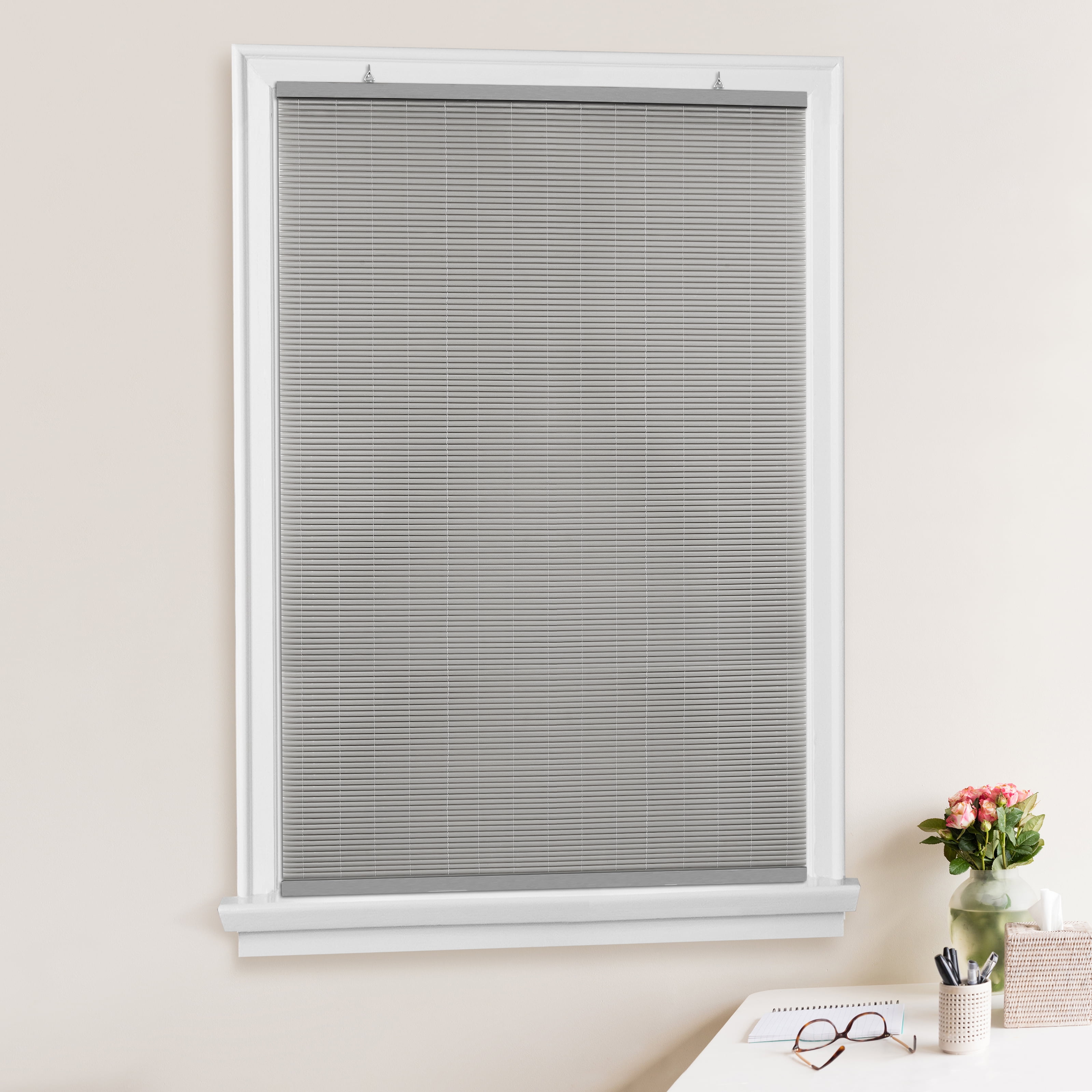 Woodtone Oval Cordless Rollup Light Filtering Window Blinds Shades 