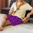 thumbnail image 4 of Mens Pajama Shorts, Black purple zebra print Sleep Shorts Men Pajama Bottoms Lounge PJ Shorts with Pockets, 4 of 6