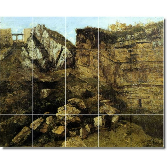 Ceramic Tile Mural-Gustave Courbet Country Painting 156. 21.25" w x 17" h using (20) 4.25 x 4.25 ceramic tiles