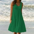 thumbnail image 2 of LLYwey Womens Casual Sundress - Summer Sleeveless T-Shirts Dresses for Beach Vacation Solid Color Round Neck Loose Flowy A-Line Tank Dresses, I-14, Green, S, 2 of 9