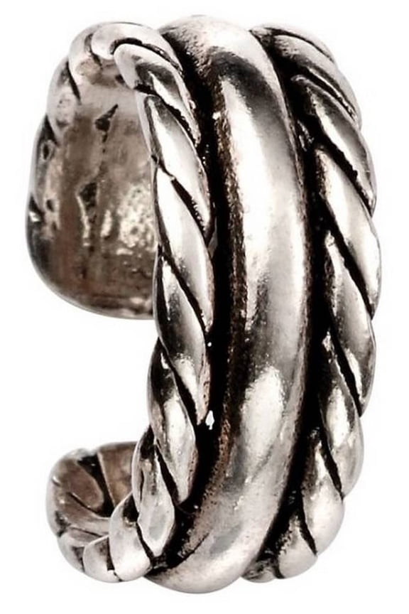 Beginnings Three Band Rope Ear Cuff - Silver