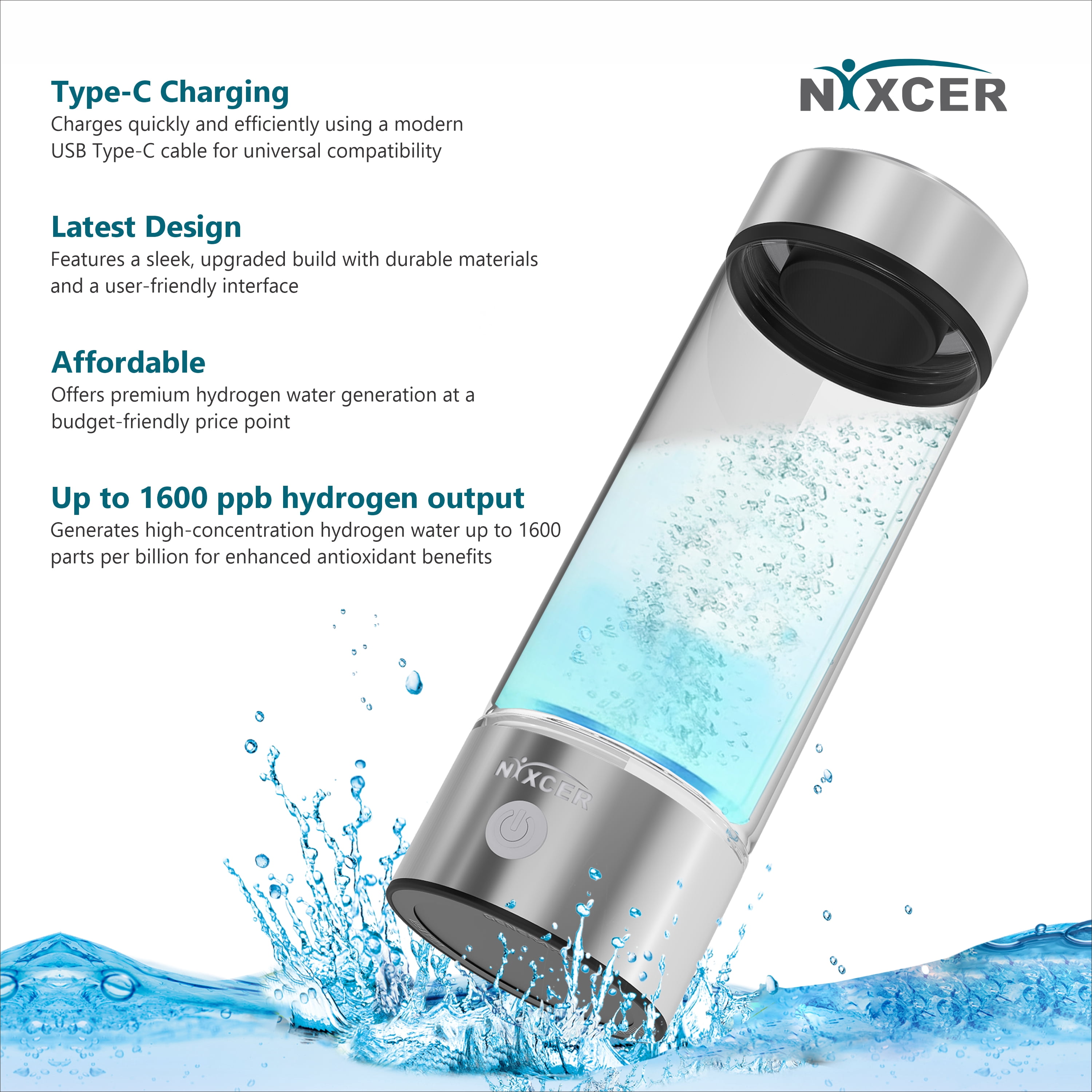 Hydrogen Water Bottle Generator - 3 Min SPE PEM Tech, 2025 Model, 420ML Portable Hydro Water Bottle Machine for Travel, Wellness & Recovery, Ideal for Kids, Men & Women