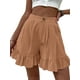 thumbnail image 1 of Txlixc Pantalones cortos casuales de verano para mujer, pantalones de pierna ancha de cintura alta de color sólido con dobladillo con volantes, S/ M/ L/ XL/ XXL Txlixc Estilo de ocio, 1 of 3