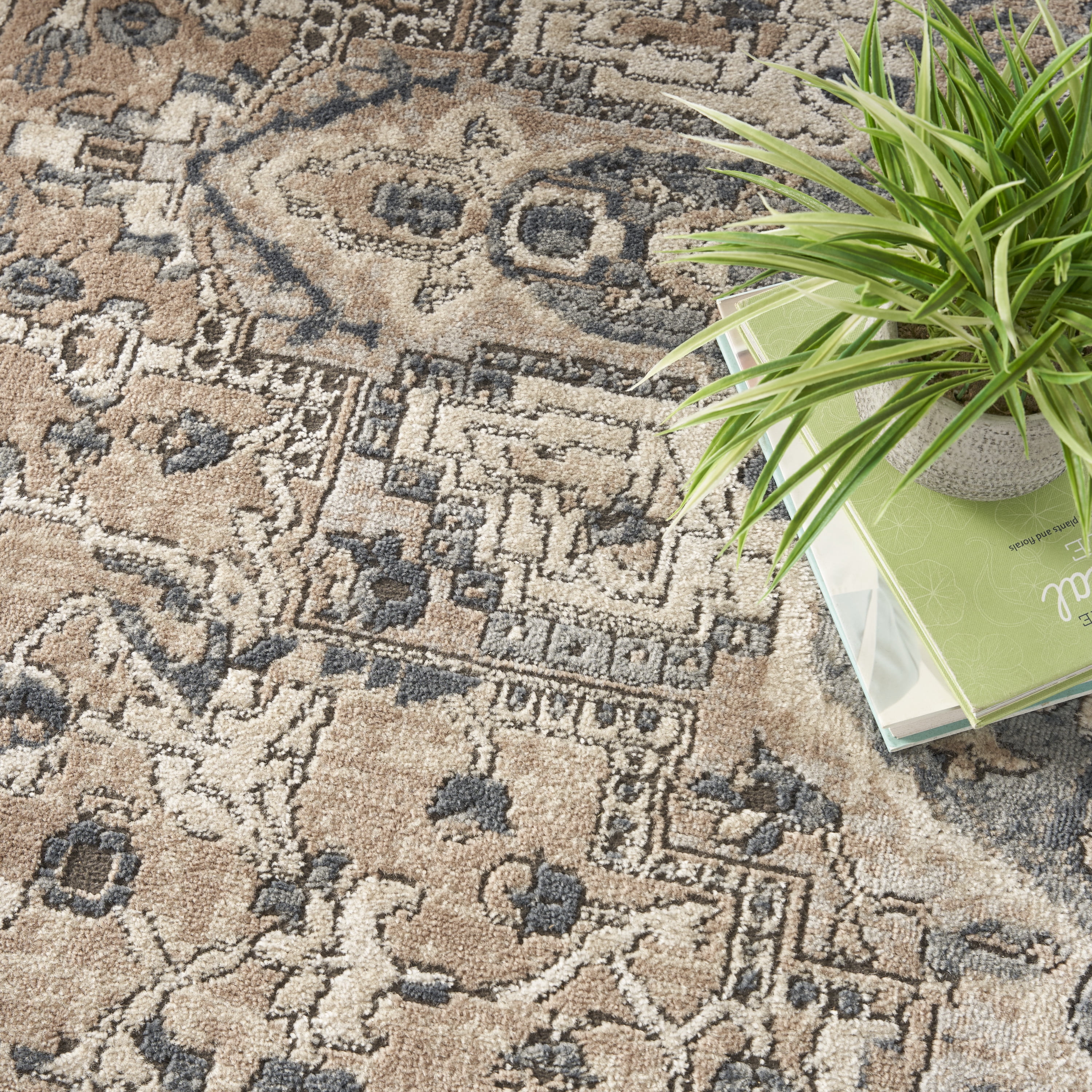 Nourison Concerto French country Beige/Grey 7'10" x 9'10" Area Rug, (8x10)