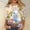A1460 Yellow, variant on Xdegoge Easter T-Shirt for Women Mini Easter Eggs Print Three Quarter Sleeve Crewneck Spring Holiday Festival Daily Casual Soft Lightweight Graphic Pullover Tops