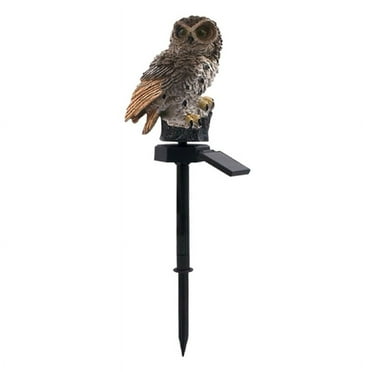 Waterproof LED Outdoor Décor for Patios & Backyards Brown Solar Owl Garden Statue Estrela