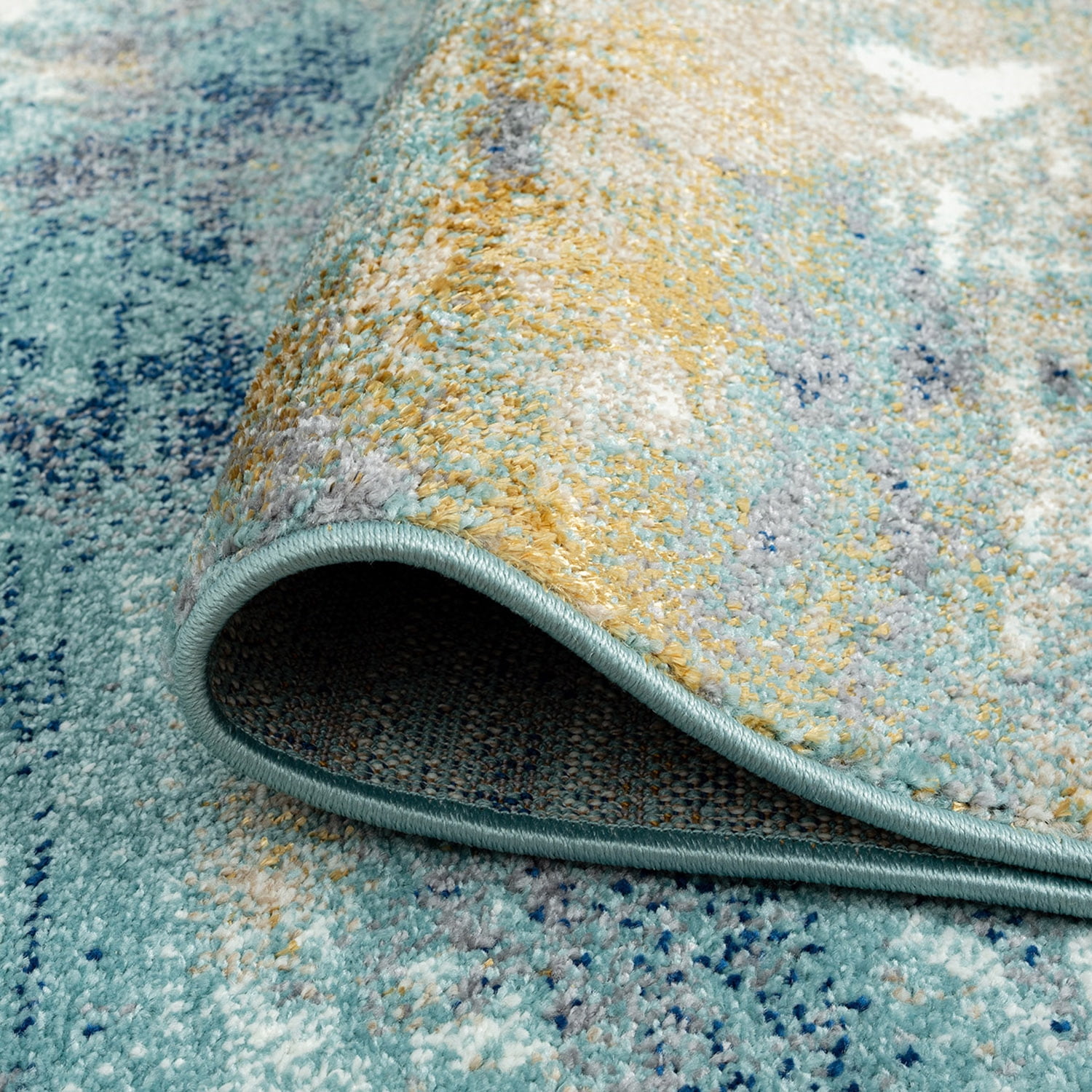 2x3 Modern Aqua Small Area Rug, Throw Mat for Indoor Entry | Ideal for Kitchen or Bathroom Rugs 2' x 3'