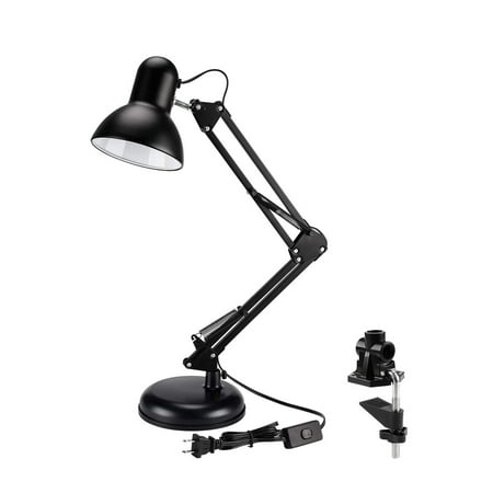 TORCHSTAR Metal Swing Arm Desk Lamp, Clamp Desk Lamp, Interchangeable Base,