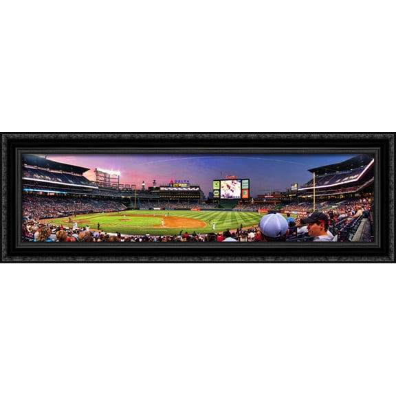 Turner Field 40x14 Large Black Ornate Wood Framed Canvas Art - Home of the Atlanta Braves