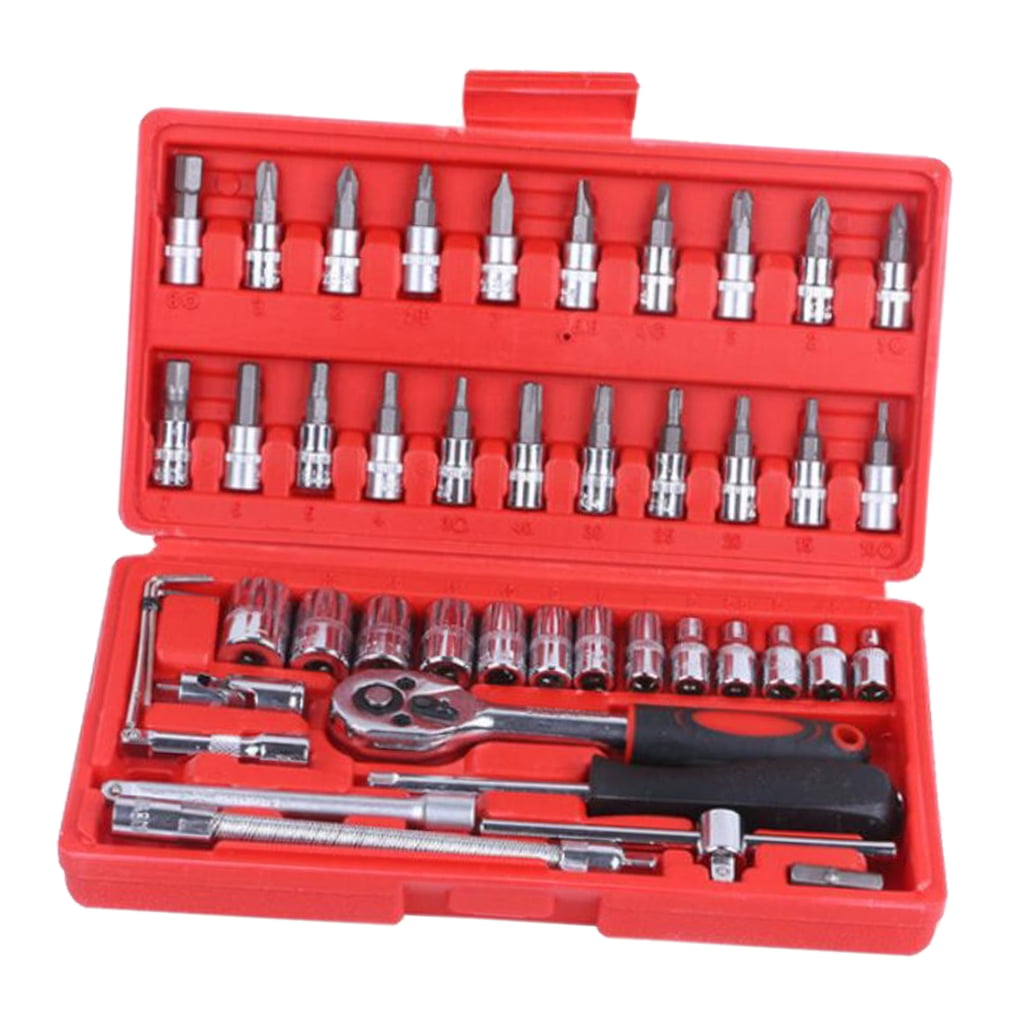 46 PCS SOCKET SET CAR REPAIR TOOL RATCHET TORQUE WRENCH KIT AUTO REPAIRING HEAVY 46 PCS SOCKET SET CAR REPAIR TOOL RATCHET TORQUE WRENCH KIT AUTO REPAIRING HEAVY