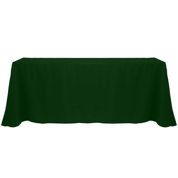 Ultimate Textile (5 Pack) 90 x 132-Inch Rectangular Polyester Linen Tablecloth with Rounded Corners - for Wedding, Restaurant or Banquet use, Hunter Green
