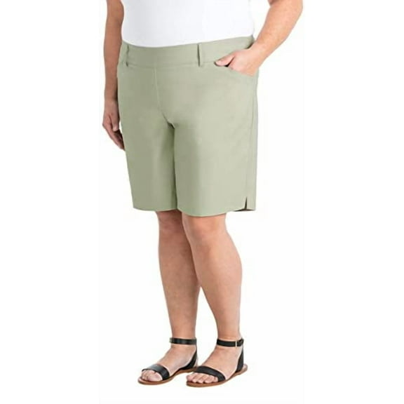 Hilary Radley Womens Midweight Bermuda Pull-On Short (XX-Large, Sage)