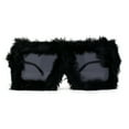 thumbnail image 3 of Womens Funky Fur Covered Squared Rectangle Oversize Sunglasses All Black, 3 of 4