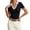 C-Black460, variant on DHFJKG Women's Short Sleeve T Shirt Casual Summer Top Sexy Low Cut Slim Fit Color Block Turndown Collar Business Dressy Blouses Trendy Tops