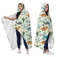 thumbnail image 2 of Wearable Blanket,LightGreen Cartoon Dinosaurs Cactuses Pattern Hooded Wearable Flannel Blanket for Adults & Teens,Winter Poncho Shawl Wrap Cape Cozy Anti-Pill,60"x80", 2 of 5