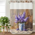 thumbnail image 3 of Lavender No Hook Shower Curtain Waterproof, Bathroom Curtains with Snap in Liners and See Through Top Window, Spring Floral Purple Watercolor Vintage Hotel Style Bathtub Curtains Shower 72"Wx96"L, 3 of 8