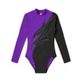 thumbnail image 3 of ZDHoor Girls Long Sleeves Hollow Back Ballet Dance Leotard Gymnastics Workout Bodysuit Dancewear Purple 12, 3 of 7