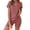 Wine Red, variant on Ekouaer Biker Short Sets Women 2 Piece Outfits Ribbed Pajama Short Sleeve Workout Set