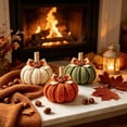thumbnail image 4 of Cififendec Thanksgiving Knitted Pumpkin Set of 3, 3.94", Hand Woven Fabric Pumpkin Decor for Fireplace Mantel Tabletop Indoor Home Decor, 4 of 6