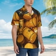 thumbnail image 5 of Yellow And Black Bucket Hawaiian Shirts For Men, Summer Short-Sleeve Relaxed-Fit Button-Down Shirts 3x-Large, 5 of 9