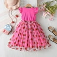 thumbnail image 4 of Utlike Toddler Girls Butterfly Sleeves Holiday Party Strawberry Prints Dance Party Princess Dresses Pink Relaxing Fit Sundress Size 3 Years-4 Years, 4 of 6