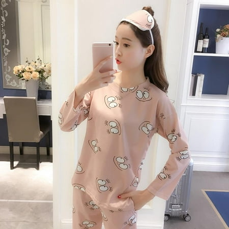

Ocuuer 2pcs Autumn Winter Pajama Set Women Long Sleeve Print Home Wear (Camel XXL)
