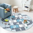thumbnail image 2 of SAFAVIEH Kids Play House Myrtle Hopscotch Area Rug, Grey/Blue, 5' x 5' Round, 2 of 7