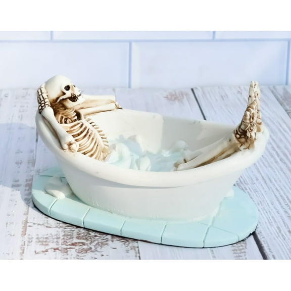 Ebros Eternal Afterlife Skeleton Soaking in Bubble Bath Tub Macabre Figurine