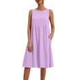 thumbnail image 3 of Vivianyo HD Women's Casual Sleeveless Empire Waist Midi Dress, Round Neck with Side Pockets, Women's Purple, Sizes S-5XL, 3 of 10