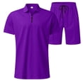 thumbnail image 3 of Men Outfits 2 Piece Stylish Lightweight Cool T-Shirt and Shorts Stretch Classic Slim Fit Sports Track Suits Beach Summer Clothing Purple Size Purple, 3 of 6