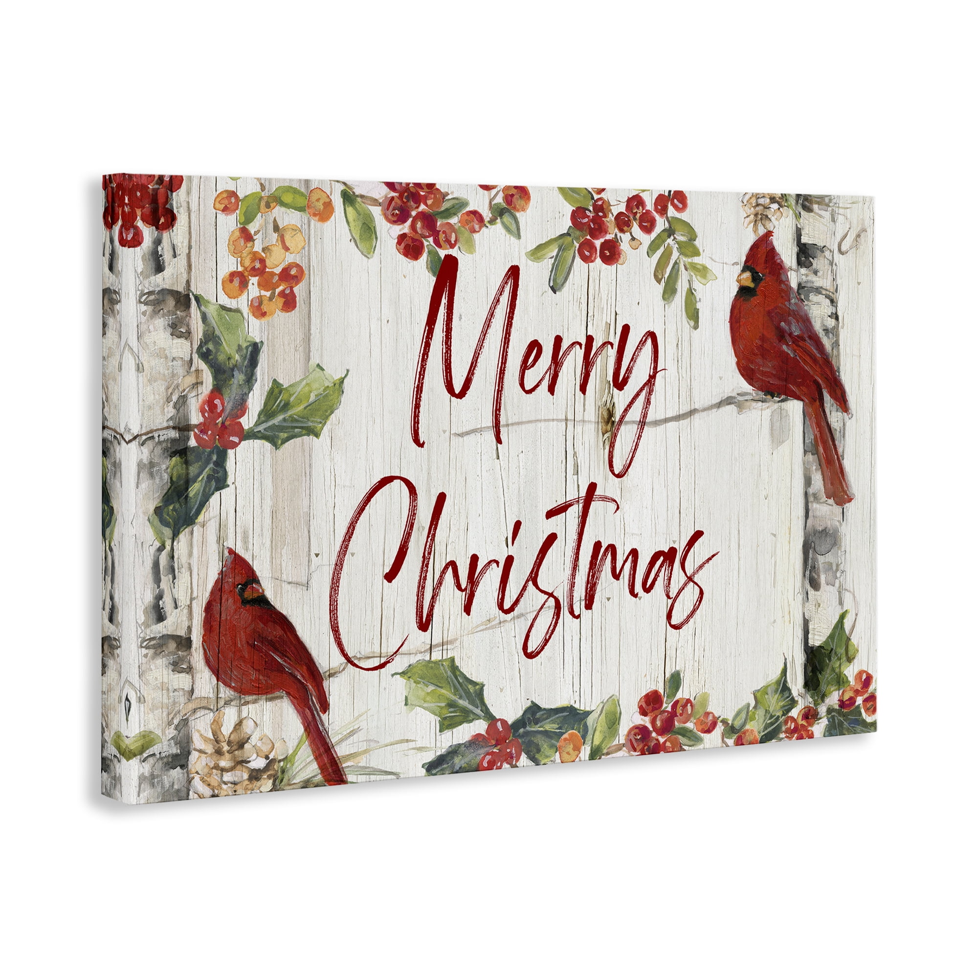 Stupell Industries Christmas & Cardinal Birds Holiday Painting Gallery Wrapped Canvas Art Prints Wall Art, 45 x 30