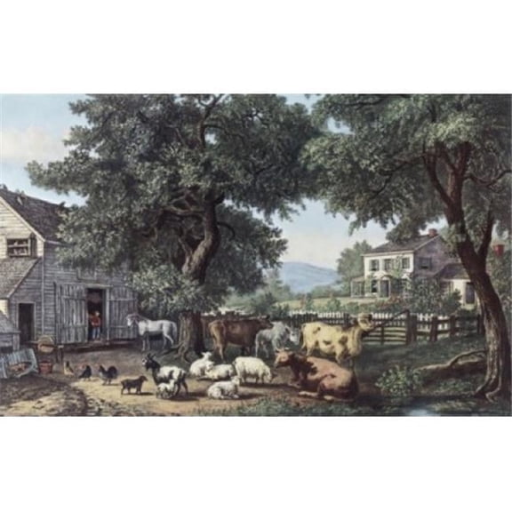 The Old Homestead Currier & Ives 1834-1907 American Poster Print - 18 x 24 in.