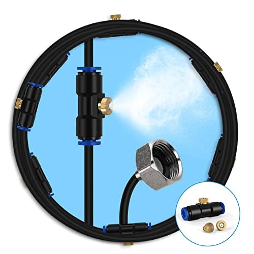 Misting Cooling System,Outdoor Misting System for Patio,40 FT Misting Line 10 Mist Nozzles 3/4" Brass Adapter,Outdoor Mister System for Patio Garden Trampoline Greenhouse