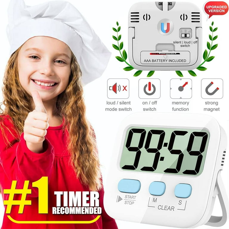 SKYCARPER 1Pack Timers,Classroom Timer for Kids ,Kitchen Timer for Cooking,Egg Timer,Magnetic Digital Clock Timer for Teacher,Study,Exercise,Oven,Cook,Baking