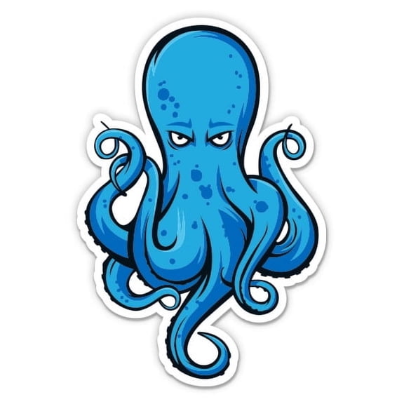 Blue Octopus - 3" Vinyl Sticker - For Car Laptop Water Bottle Phone - Waterproof Decal