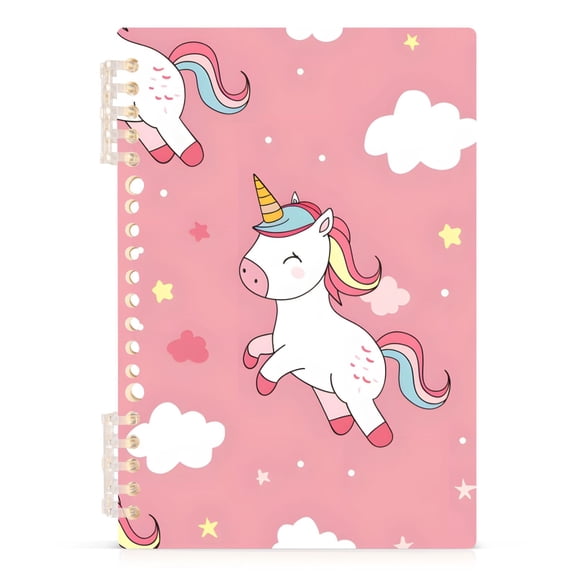 Spiral Notebooks Cute Unicorn Cloud Star 60 Sheets 120 Pages A5 Journal Notepad 8.3x5.7 Inch Thick Adjustable College Ruled Paper