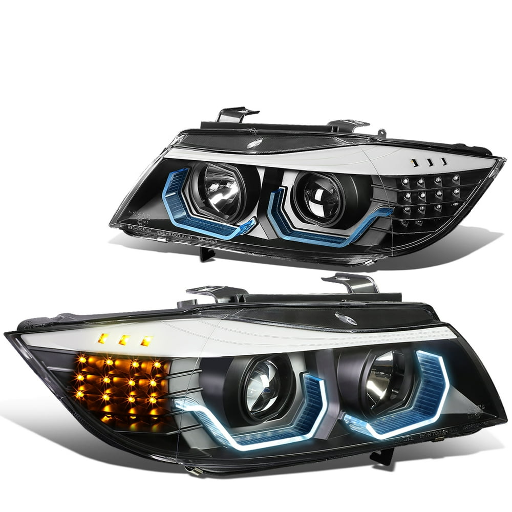 For 2005 to 2008 BMW E90 3Serise 3D LED Halo Projector Headlight Black