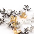 thumbnail image 3 of EeaseMX 400 piezas de accesorios para hacer joyas, flores ahuecadas de tres hojas, delicados pendientes, multiusos, para uso en tiendas y hogares, color plateado., 3 of 8