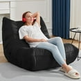 thumbnail image 3 of Bean Bag Chairs for Adults Giant Bean Bag Chair Memory Foam BeanBag Dorm Office (Black Plush), 3 of 9