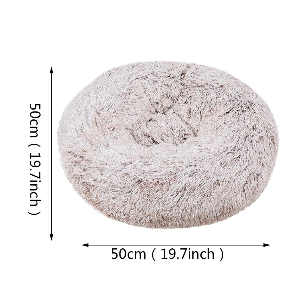 PureCasa Soft Plush Cute Dog Cat Bed, Washable Non-Slip Fluffy Pet Bed for Fall Winter, Calming Donut Cushion Sleeping Pad for Small Cats Dogs, Home Decor, Round, 1 Pack, M 20"x20", Coffee