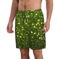 thumbnail image 2 of KLL Green Glitter Sparkle Men's Casual Summer Beach Shorts Hawaiian Shorts with Pockets-Medium, 2 of 5