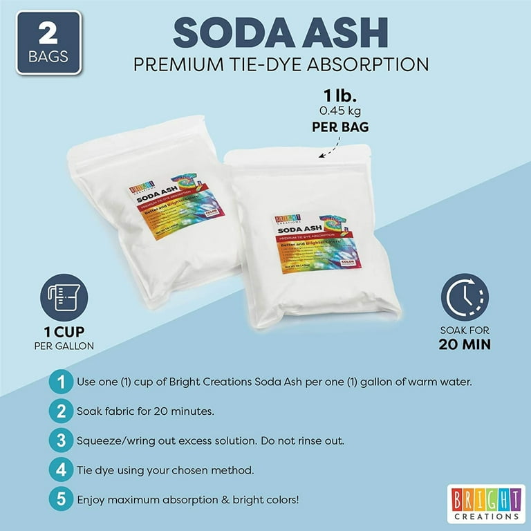 2 Pack Soda Ash for Tie Dye Shirts, DIY Projects, Arts and Crafts (2 lbs in  Total) 